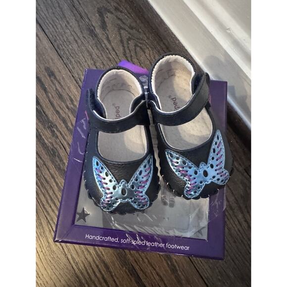 PediPed Infant 0-6 Month Mary Janes Navy Blue Leather Dress Shoes Butterfly NWT - Picture 3 of 12